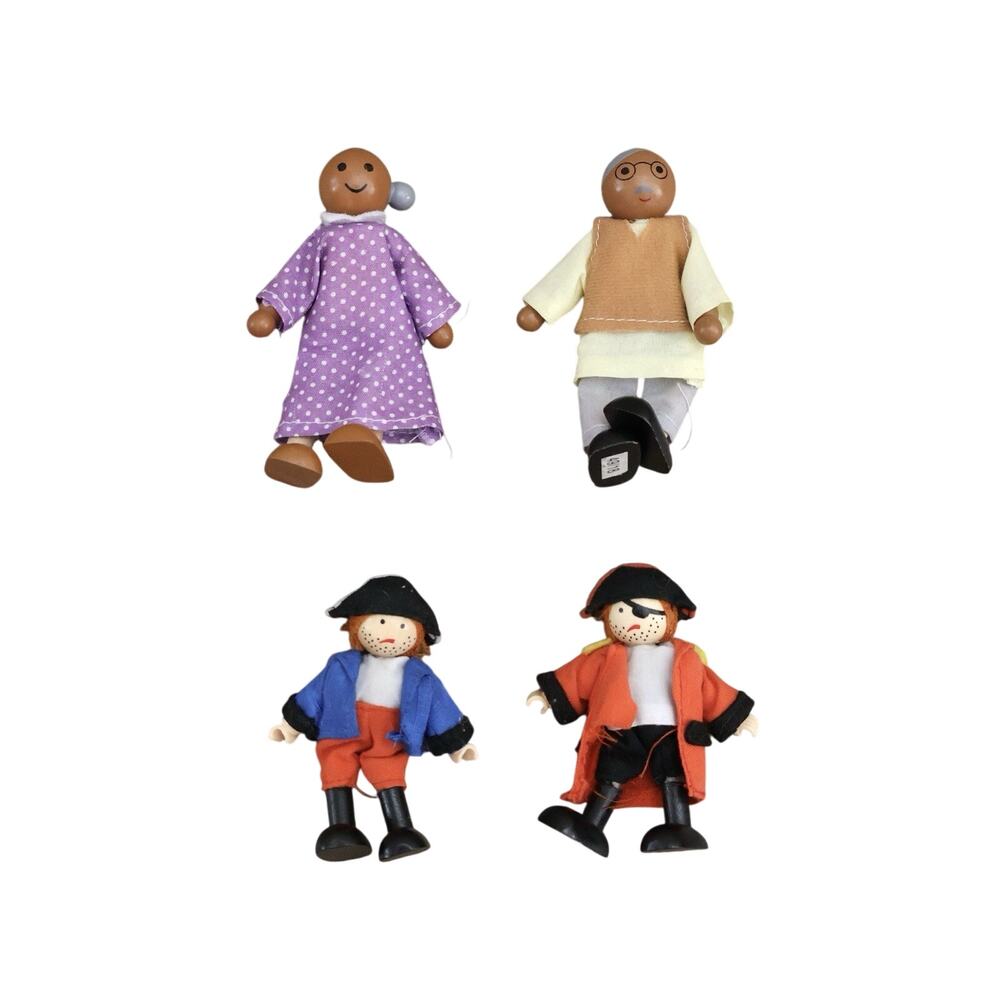 Le Toy Van Pirates Black African American Grandparent Wooden Dolls Poseable Toys